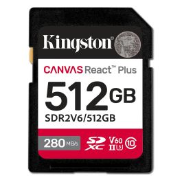 Kingston Tarjeta de Memoria SDXC Canvas React Plus 512GB Clase 10 UHS-II U3 V60 Velocidad 280MB/s Lectura 150MB/s Escritura XC