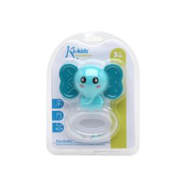 KioKids Mordedor Sonajero Elefante de Silicona para Bebés +3 Meses | Alivio Dentición Encías - Estimula Tacto, Vista, Oído | Azul