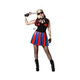 Disfraz Arlequín Bufón Vestido Negro Volantes Mujer Adulta Talla XS-S para Halloween Carnaval y Fiestas de Circo