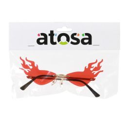 Llama Gafas de Disfraz Rojo Fuego Tipo Diablo - Accesorio para Halloween y Fiestas Temáticas