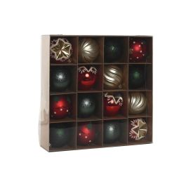 Bola Decoracion Navidad Tradicional DKD Home Decor Rojo Dorado 8 x 32.5 x 32.5 cm Set de 16