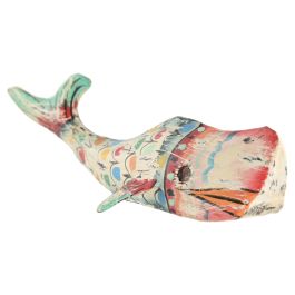 DKD Home Decor Decoracion Pared Mediterraneo Blanco Multicolor Metal Ballena Set 3 Piezas 14 x 46 x 12 cm