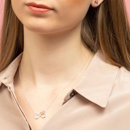PEERS HARDY Colgante Mickey & Minnie Disney bañado en plata con lazo oro rosa