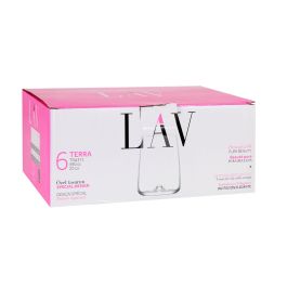 Lav Set 6 Vasos de Cristal Colección Terra 590 ml: Ideal para Agua o Refrescos, Diseño Moderno y Resistente para Uso Diario (8 Cajas)