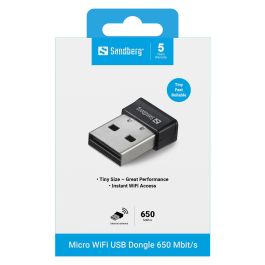 Sandberg Micro WiFi USB Dongle 650 Mbit/s - Adaptador Inalámbrico para Acceso a Redes WiFi por Puerto USB sin Cables