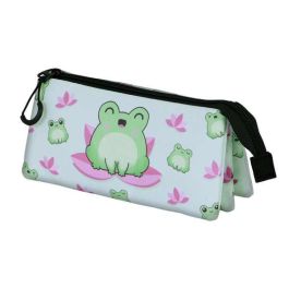 Oh My Pop! Froggy Estuche Portatodo Triple 23 x8 x11 cm, 3 compartimentos, Cierre cremallera