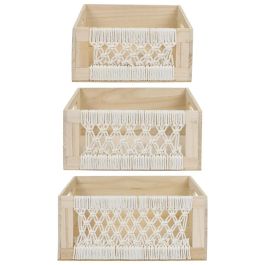 Juego De 3 Cajas Madera Boho Home Deco Factory