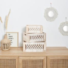 Juego De 3 Cajas Madera Boho Home Deco Factory