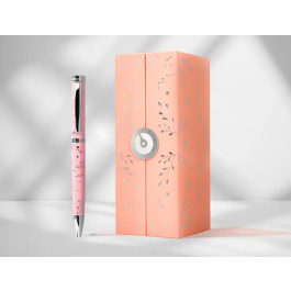 Belius Bella Boligrafo de Aluminio Diseño Plateado Relieve Tinta Azul Caja de Diseño Color Rosa