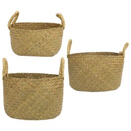 Juego De 3 Cestas Trenzadas Con Asa Home Deco Factory