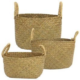 Juego De 3 Cestas Trenzadas Con Asa Home Deco Factory