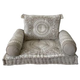 DKD Home Decor Sillon Rajna de Algodón Beige Blanco - Set de 4 - Ancho 90cm x Fondo 56cm x Alto 55cm - Asiento 16 cm Precio: 155.59000017. SKU: S3045088