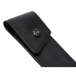 Belius Turbo Roller y estuche aluminio textura punteada negro plateado tinta negro caja de diseño