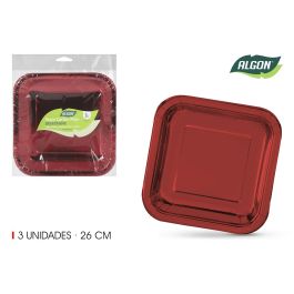 Set de 3 platos cuadrados de cartón rojo 26 cm Algon (18 Unidades) Precio: 11.88999966. SKU: B16DBYEZ7Y