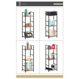 Confortime Estanteria 3 Niveles Metal-Madera Negra 84.5 x 25 x 5.5 cm