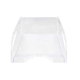 Q-connect Bandeja sobremesa plástico gran capacidad con asa transparente 386x270x115mm