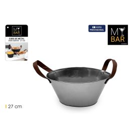 Inde Cubo Metal Ovalado con Asas de Piel Color Gris 27 cm (12 Unidades) Precio: 22.49999961. SKU: B1GQGEWRSR