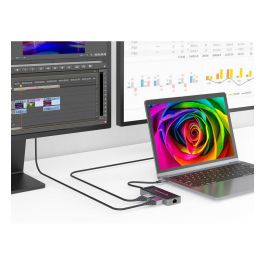 Conceptronic DONN14G Adaptador USB-C Multipuerto 7 en 1 a HDMI 4K, USB-C PD 100W, USB 3.0, GbE