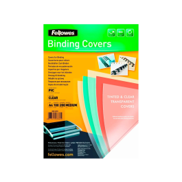 Fellowes Tapas de Encuadernación Din A4 PVC Transparente Cristal 180 Micras Pack 100 Unidades