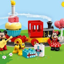 LEGO DUPLO 10941 Tren de cumpleaños de Mickey y Minnie, tren de juguete para bebés con pastel y globos