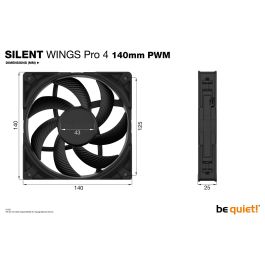 Be Quiet! SILENT WINGS PRO 4 140mm PWM Ventilador Negro 2400 RPM Rodamiento Dinámico Fluido (FDB) 4 Pines