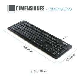 Teclado iggual CK-BASIC-120T QWERTY USB Negro Español Mono (1 Pieza)