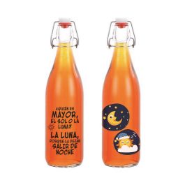 Inde Botella Vidrio Decorada Chistes 1L 8.6x8.6x31cm (12 Unidades)