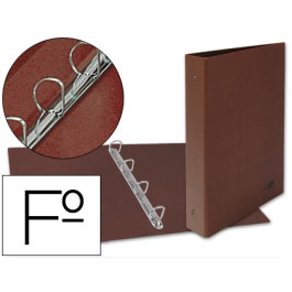 Liderpapel Carpeta de 4 anillas 40mm folio carton cuero forrado compresor plastico