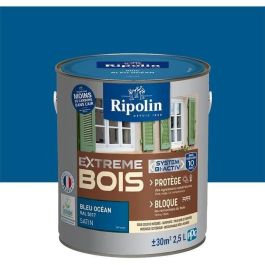 Pintura de madera interior y exterior RIPOLIN - Azul océano Ral 5017 Satinado, 2.5L