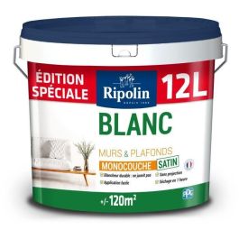 Pintura para paredes y techos - RIPOLIN - 426884 - Monocapa - Satinado - Blanco - 12 L Precio: 148.6968993103. SKU: B1BFC9MRP9