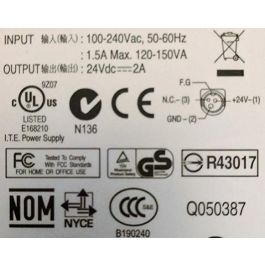 CoreParts Adaptador de Impresora POS 50W 24V 2.15A Conector Especial 3 Pines Incluye Cable de Alimentación EU (Tipo-C13)