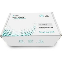 eSTUFF INFINITE Titan Shield Protector de Pantalla iPhone 16 Cobertura Total, Cristal Templado 9H, Vidrio Reciclado, Pack 50 Uds Bulk