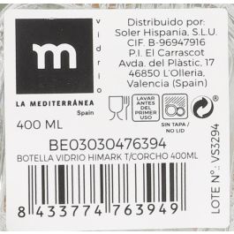 Botella de vidrio Himark con tapón de corcho 400 ml - La Mediterranea (24 Unidades) Botella de vidrio Himark con tapón de corcho 400 ml - La Mediterranea (24 Unidades)