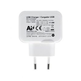 Aisens Cargador USB 17W 5V/3.4A, 2 Puertos USB-A con Control AI, Blanco