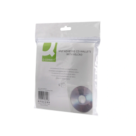 Q-connect Sobre para CD/DVD Polipropileno Transparente con Cierre Velcro Bolsa 5 Unidades