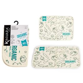 Mantel Individual Rizo Organic Kinvara 33x48 cm - Verde/Blanco, 30% Poliéster, 70% Algodón (24 Unidades) Precio: 24.50000014. SKU: B17MG34DSA