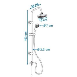 Rousseau Sonora Columna de Ducha sin Grifo | Cabezal Ø 150mm Cromado, Acero Inoxidable, Ducha de Mano 3 Chorros Ø 70mm, Montaje Pared Rousseau Sonora Columna de Ducha sin Grifo | Cabezal Ø 150mm Cromado, Acero Inoxidable, Ducha de Mano 3 Chorros Ø 70mm, Montaje Pared
