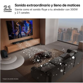 LG S40T Barra de Sonido para TV 300W 2.1 Canales con Subwoofer Bluetooth Dolby Digital IA Sound Pro HDMI ARC Altavoz Vertical WOW Synergy