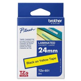 Brother TZe Cinta de Etiquetar 24mm Negra sobre Amarillo Laminada