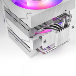 Mars Gaming MCPU-X26 Disipador CPU de Doble Torre, 6 Heatpipes, 2 Ventiladores ARGB de 120mm, 350W TDP, Blanco, Compatible con Intel LGA 1700/1200 y AMD AM5/AM4