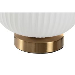 DKD Home Decor Lámpara de Sobremesa Moderna de Cristal y Metal Blanco y Dorado 20x20x21 cm