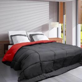 POYET MOTTE Edredón HUDSON Light Microfibra Fibras Huecas Silicona 200g/m² 220x240cm Gris y Rojo Oeko-Tex Ignífugo STOPFLAM