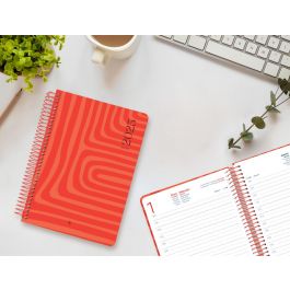 Agenda Espiral Liderpapel Syros A5 2025 Dia Pagina Color Rojo Papel 60 gr