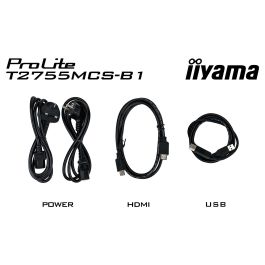 iiyama ProLite T2755MSC-B1 - Monitor táctil 27" FHD (1920x1080) IPS 5ms 60Hz con USB-C, HDMI, DisplayPort y altavoces - Negro