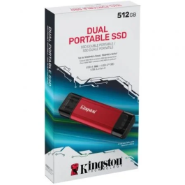 Kingston SPSD/512GB Disco Externo SSD Portable Dual 512GB USB Tipo-C y USB 3.2 Rojo