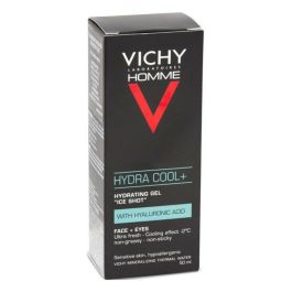 Vichy HOMME Hydra Cool+ Gel Hidratante Facial para Hombres Piel Sensible 50 ml - Refresca Rostro y Ojos, Ideal Post-Afeitado