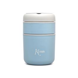 KioKids Termo Alimentos Bebé +0 Meses 710 ml Acero Inoxidable 304 Doble Compartimento Azul para Sólidos y Papillas con Cuchara