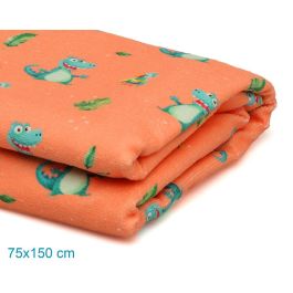 KioKids Toalla de Playa y Piscina Microfibra Secado Rápido Súper Absorbente Estampado Cocodrilo 75x150 cm Naranja con Bolsa Bebé