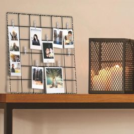 Home Deco Light Mural Portafotos LED con Pinzas para Fotos y Recuerdos, Metal, 36x36 cm