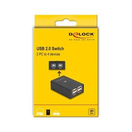 DeLOCK 11504 Conmutador USB 2.0 para 2 Ordenadores y 4 Dispositivos - Negro, Metal, 0.48 Gbit/s, 6 Puertos